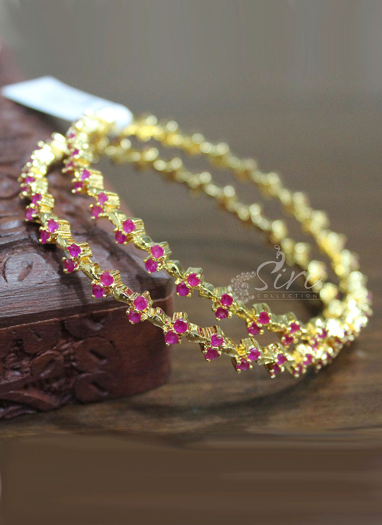 Designer Pair of Bangles in Rubies