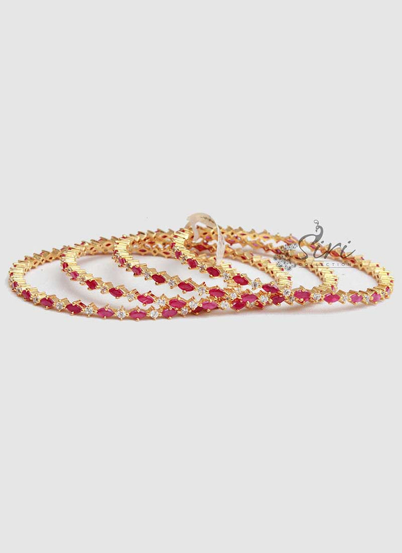 Beautiful Ruby AD Stone Set of Four Bangles