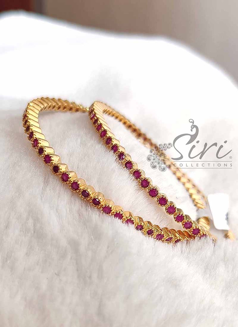 Beautiful Pair of Bangles in Small Rubies