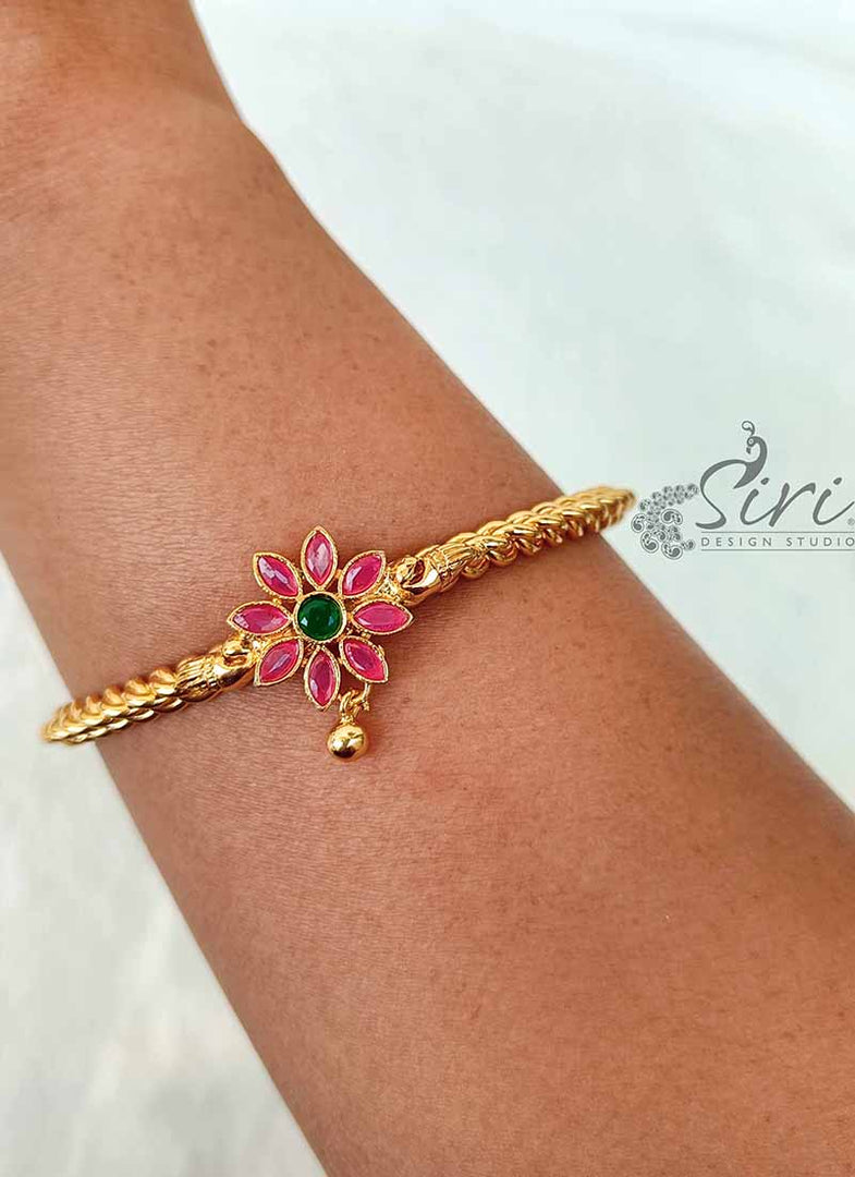 Designer Bangle Kada in Kemp Stone