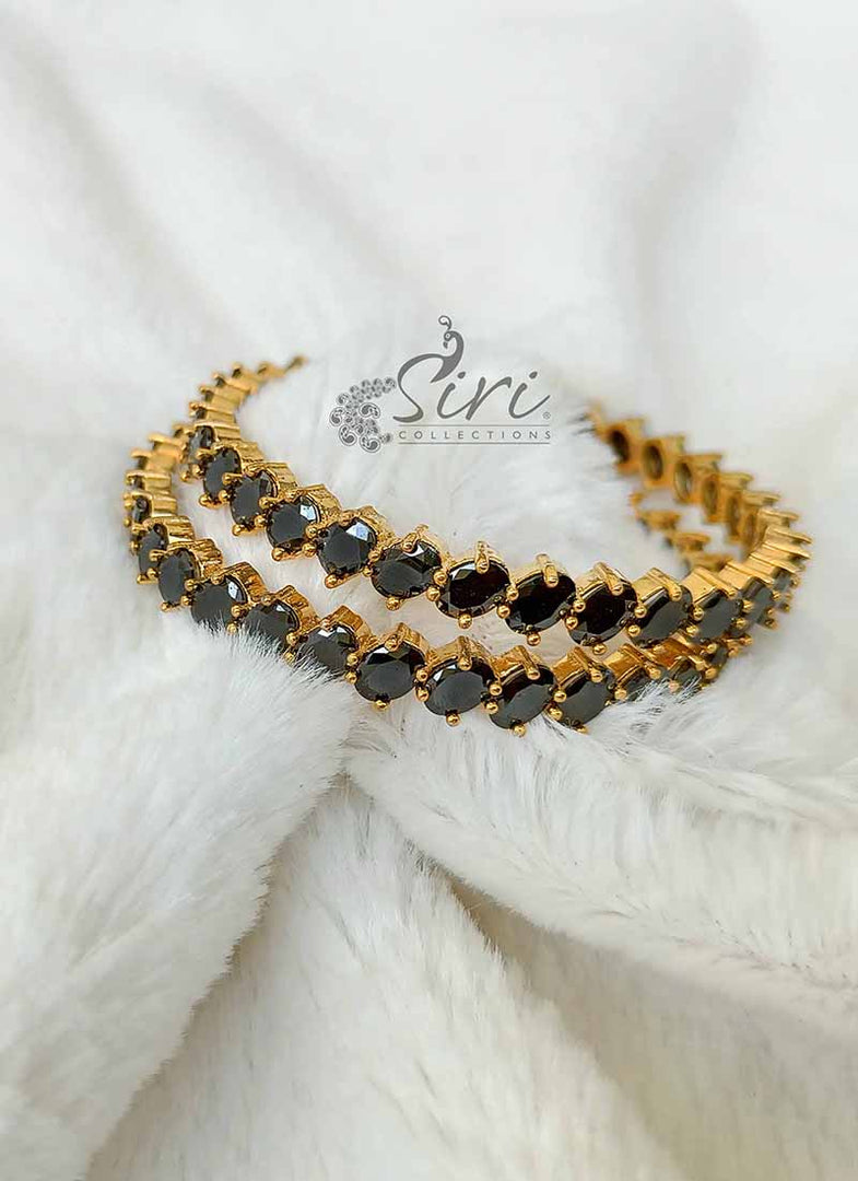 Designer Pair of Black Stone Bangles