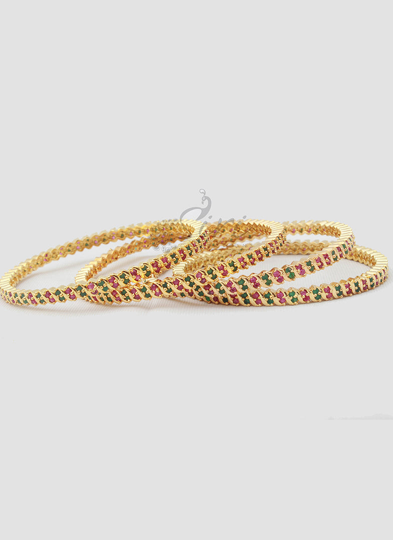 Multi Stone Set of Four Bangles