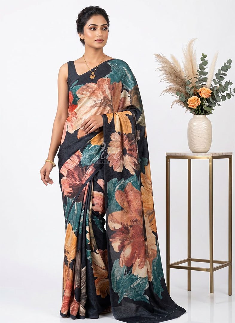 Siri Collections Premium Digital Print Jacquard Crepe Silk Saree