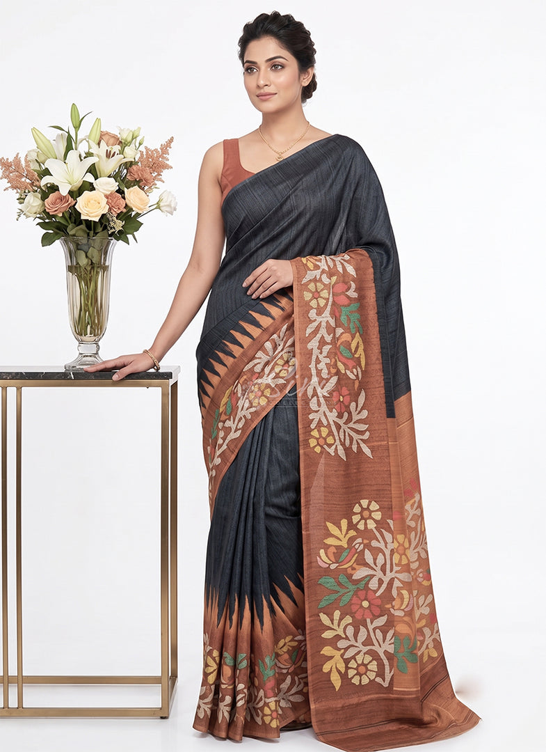 Siri Collections Premium Digital Print Jacquard Crepe Silk Saree