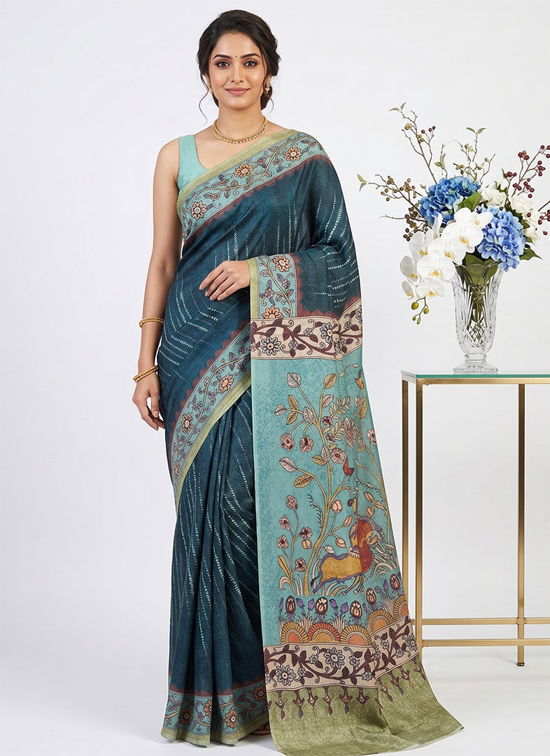 Siri Collections Premium Digital Print Jacquard Crepe Silk Saree