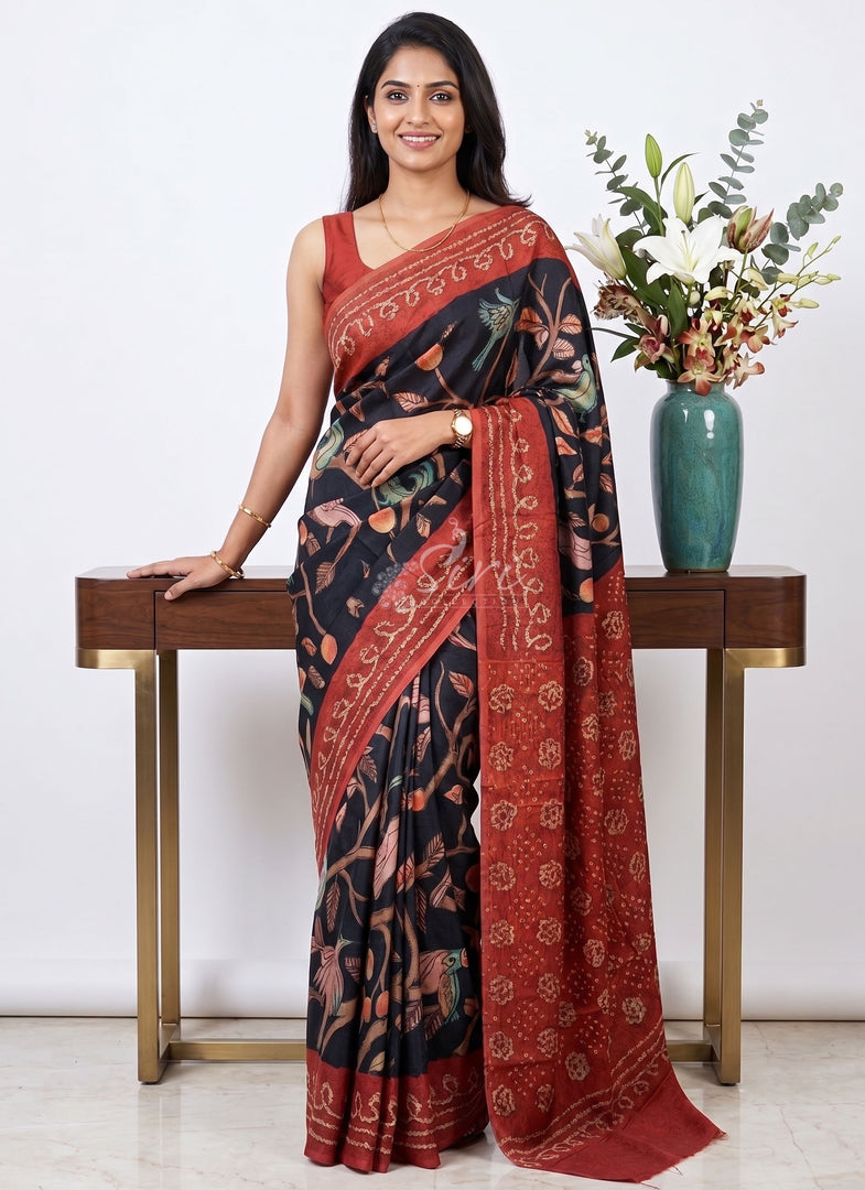 Siri Collections Premium Digital Print Jacquard Crepe Silk Saree