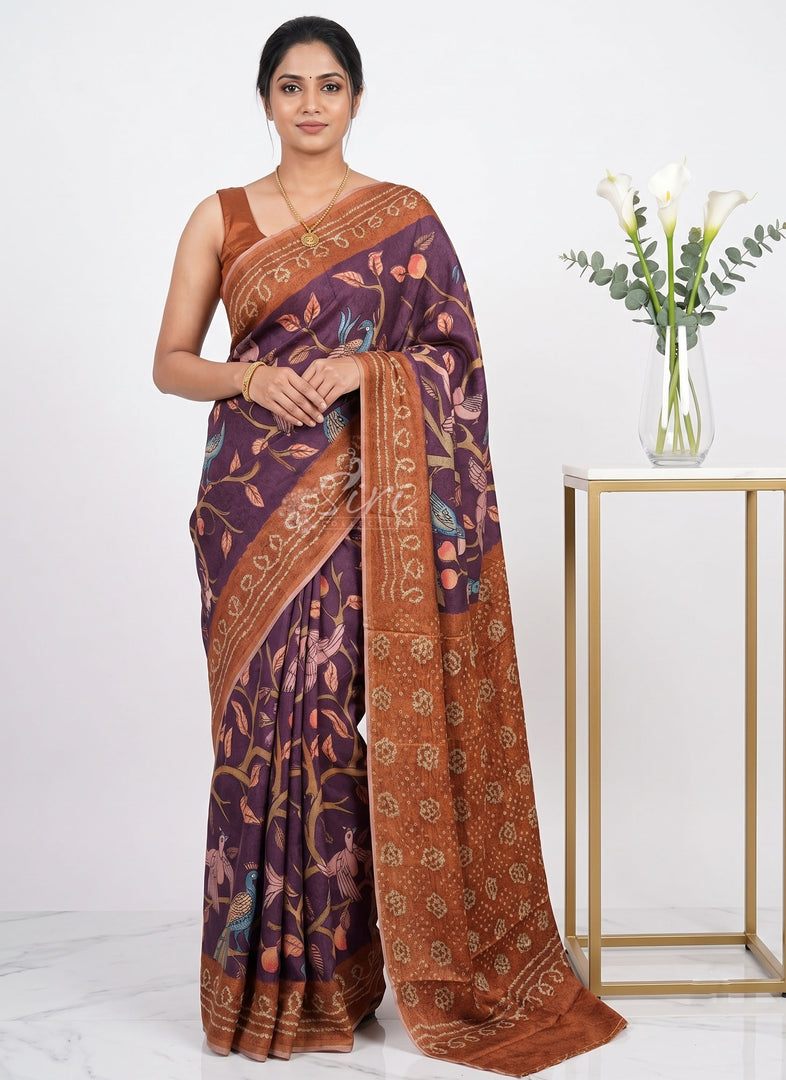Siri Collections Premium Digital Print Jacquard Crepe Silk Saree