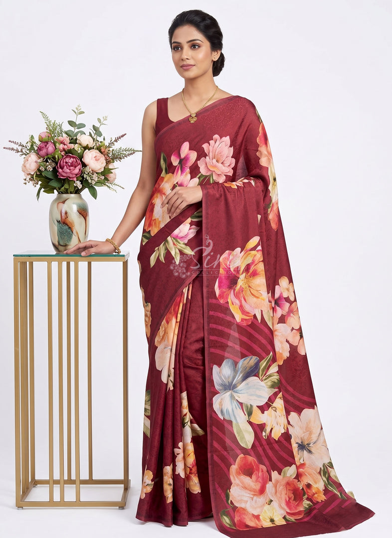 Siri Collections Premium Digital Print Jacquard Crepe Silk Saree