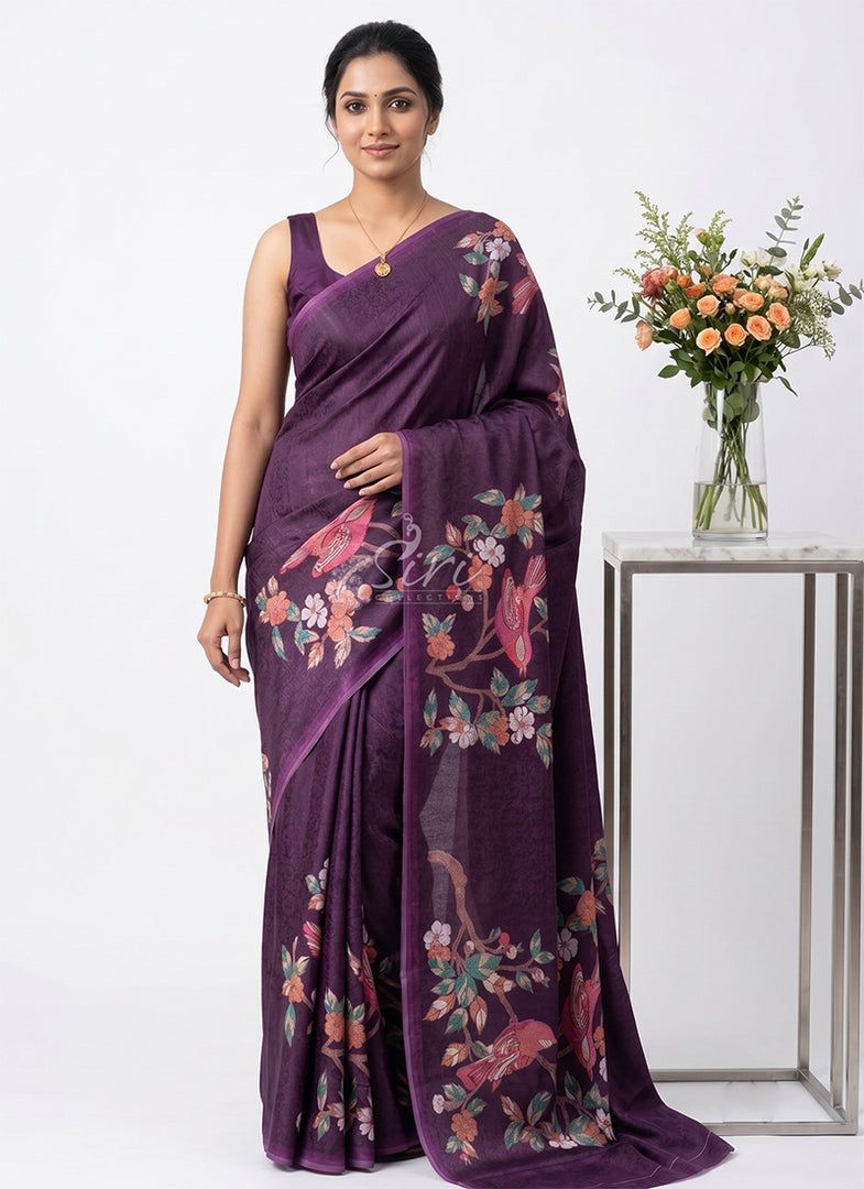 Siri Collections Premium Digital Print Jacquard Crepe Silk Saree