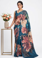 Load image into Gallery viewer, Siri Collections Premium Digital Print Jacquard Crepe Silk Saree