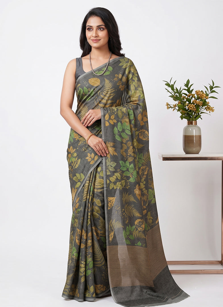 Siri Collections Premium Digital Print Jacquard Crepe Silk Saree