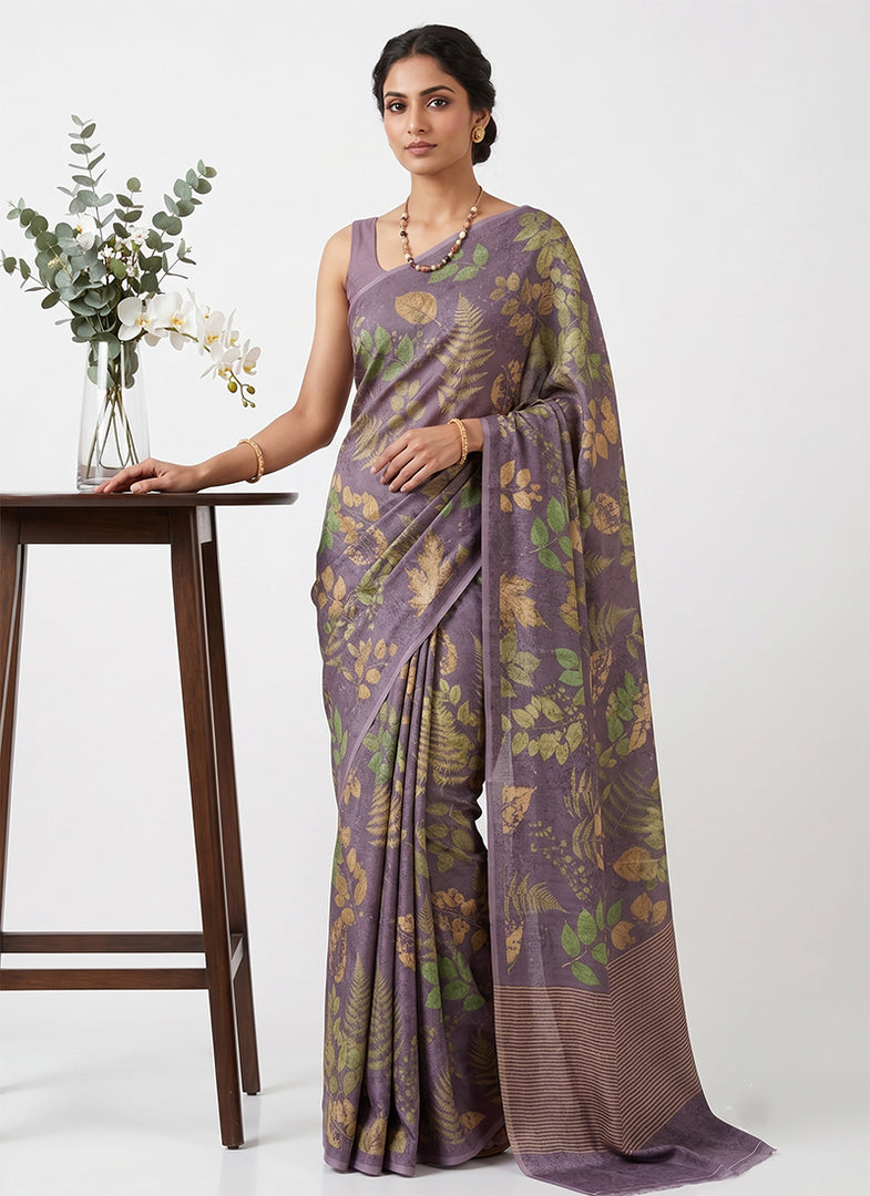 Siri Collections Premium Digital Print Jacquard Crepe Silk Saree