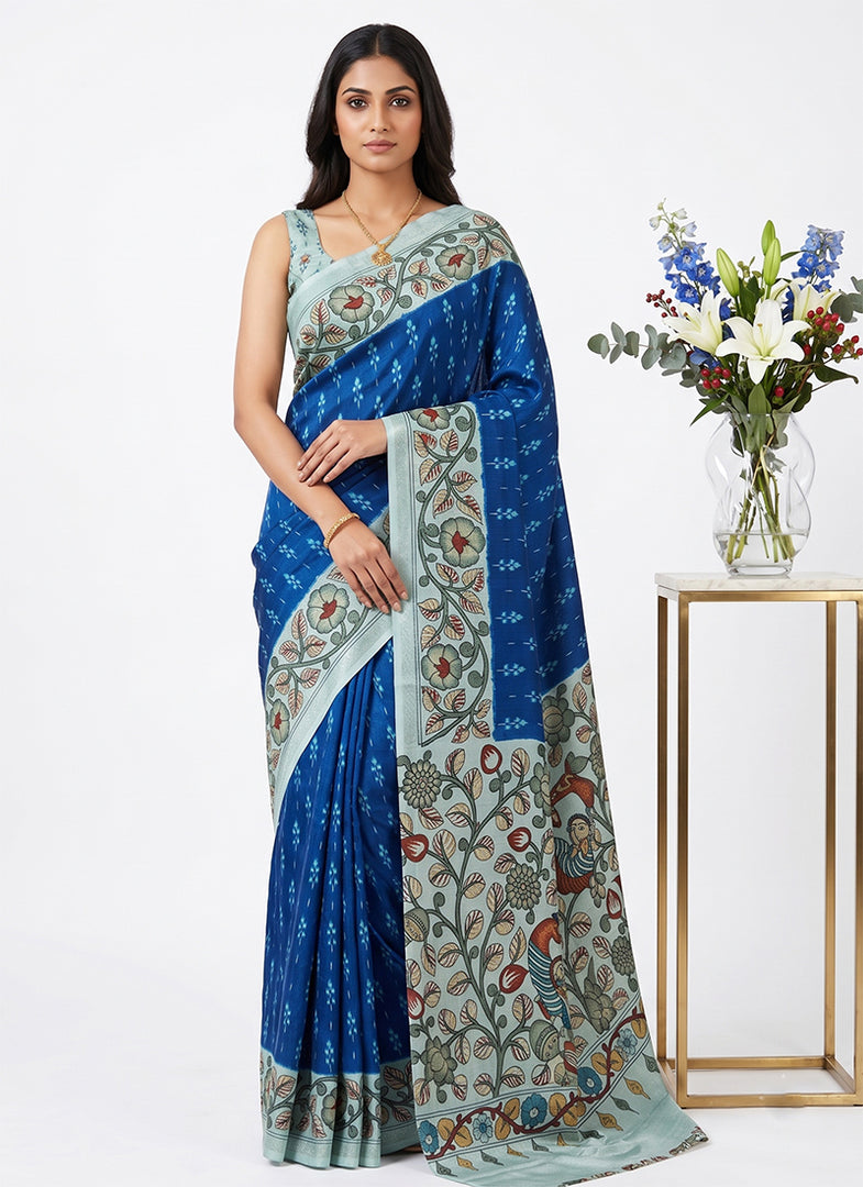 Siri Collections Premium Digital Print Jacquard Crepe Silk Saree