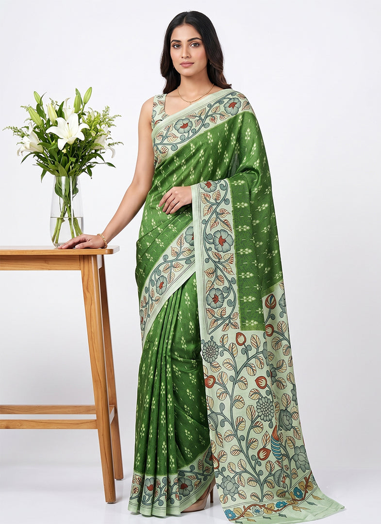 Siri Collections Premium Digital Print Jacquard Crepe Silk Saree