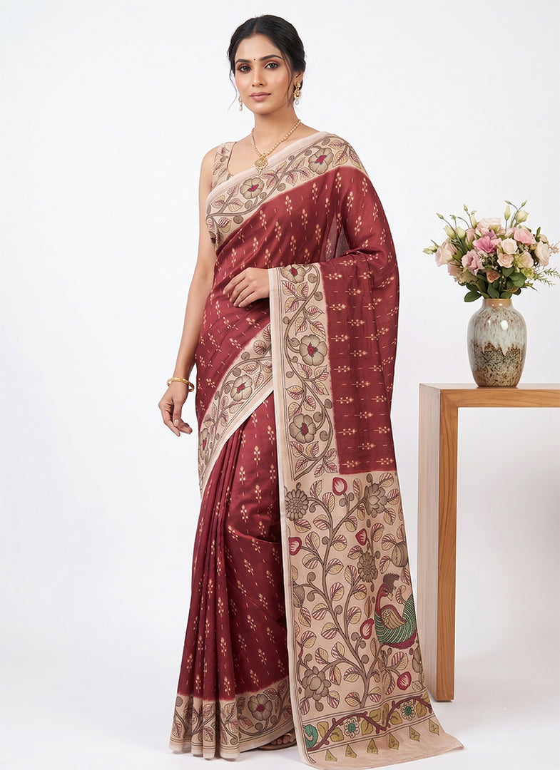 Siri Collections Premium Digital Print Jacquard Crepe Silk Saree