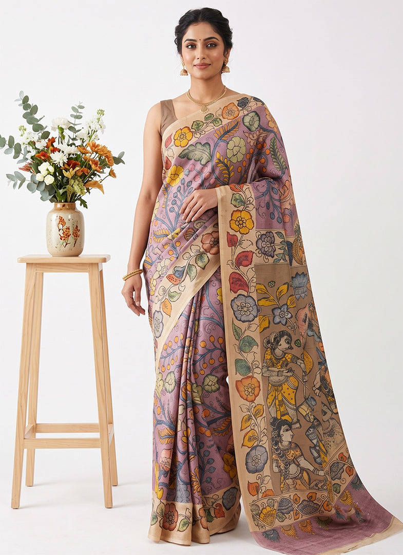 Siri Collections Premium Digital Print Jacquard Crepe Silk Saree