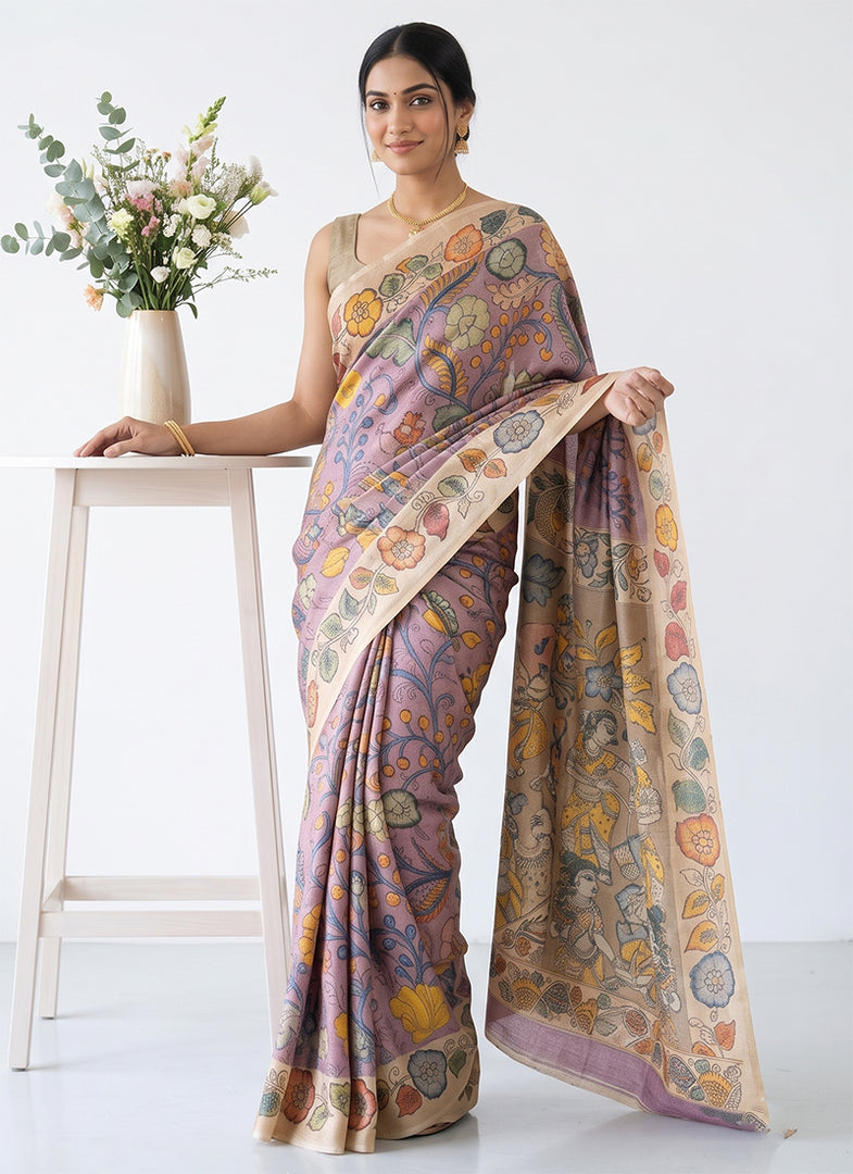 Siri Collections Premium Digital Print Jacquard Crepe Silk Saree