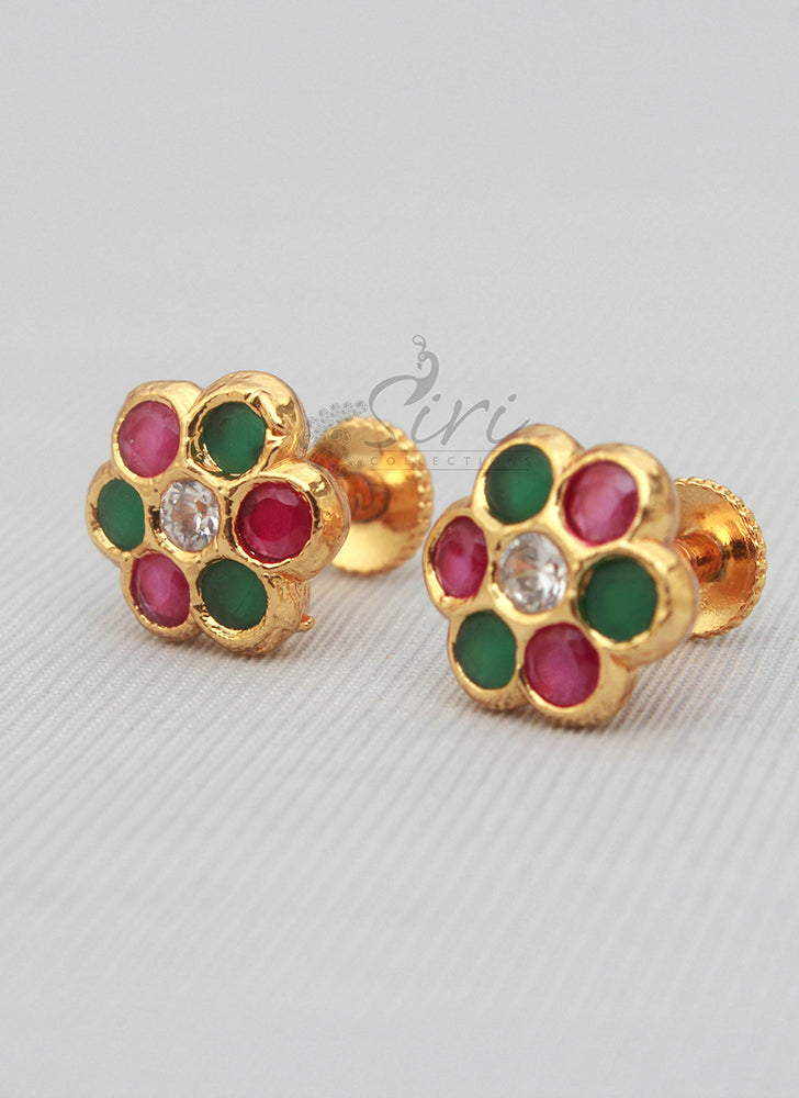 Multi Stones Traditional Studs Earrings