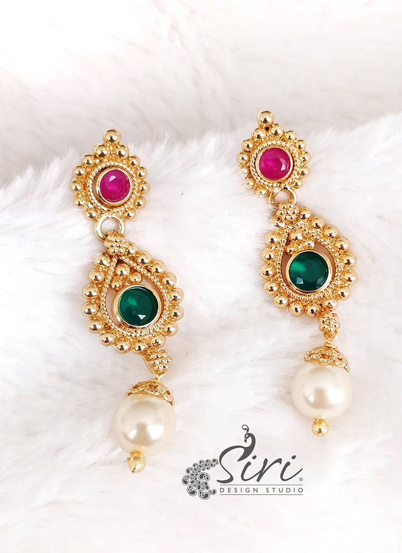 Beautiful Gold Plated Earrings in Pearl Drop