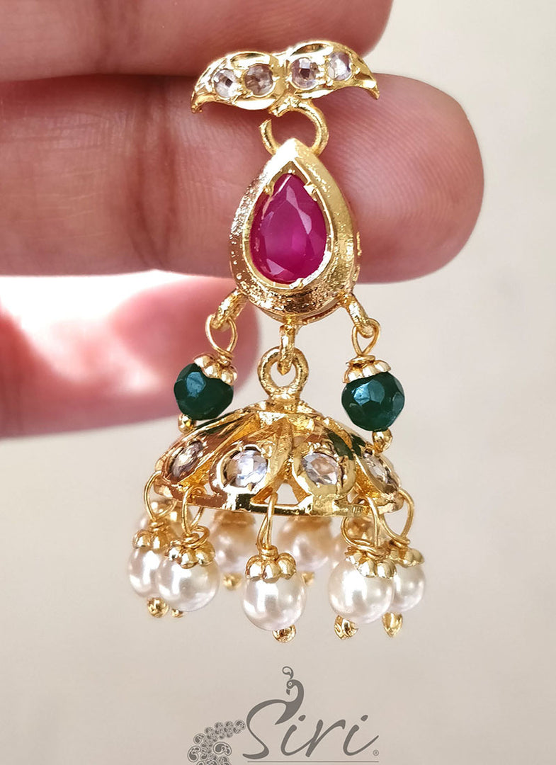 Beautiful Multi AD Stone Jhumkis