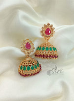 Load image into Gallery viewer, Beautiful Multi Stone Gold Plated Jhumkas
