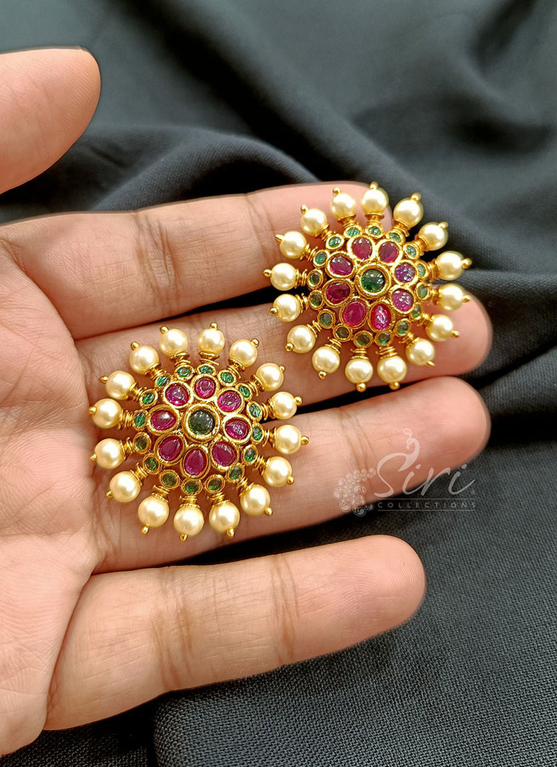 Beautiful Multi Colour Kundan Style Studs Earrings