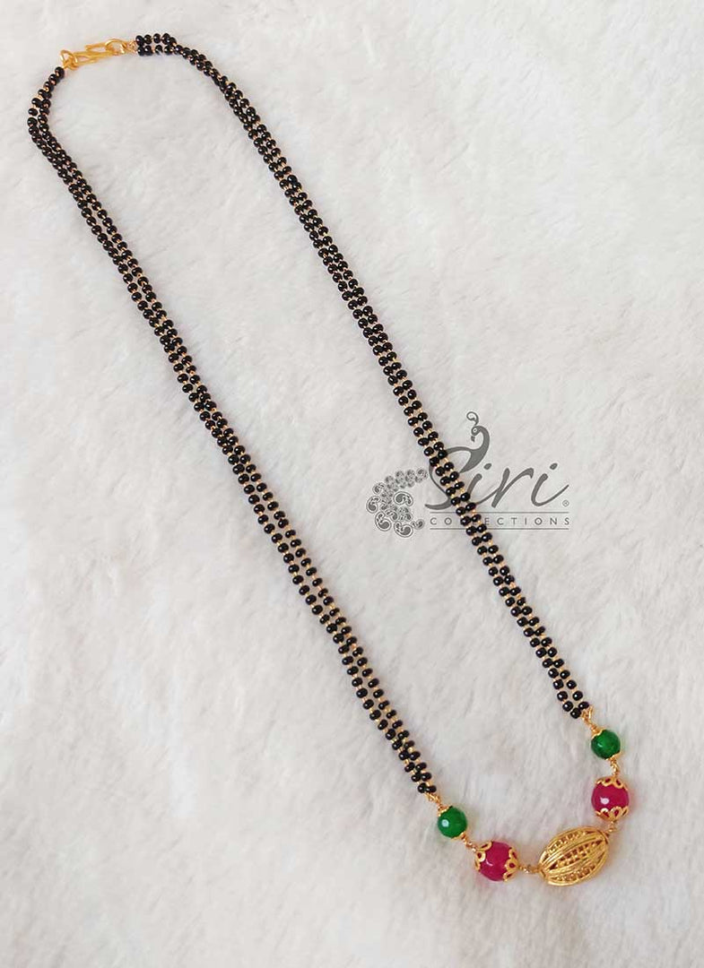 Mangalsutra in Gold Plated and Multi Colour Beads