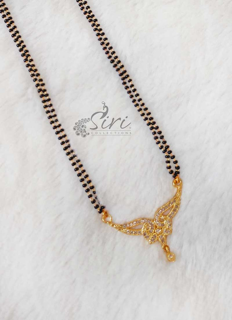 Mangalsutra Black Beads in CZ Pendant – Siri Collections