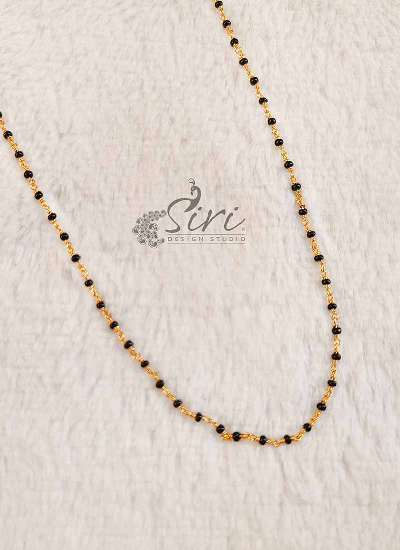 Simple Single Line Black Beads Mangalsutra Chain