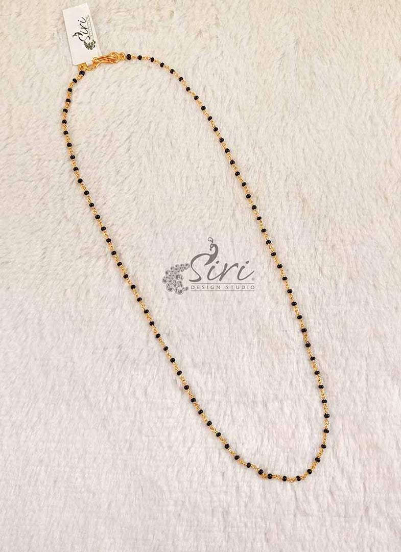 Simple Single Line Black Beads Mangalsutra Chain