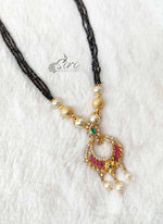 Load image into Gallery viewer, Small Black Spinels Mangalsutra in AD Stone Pendant
