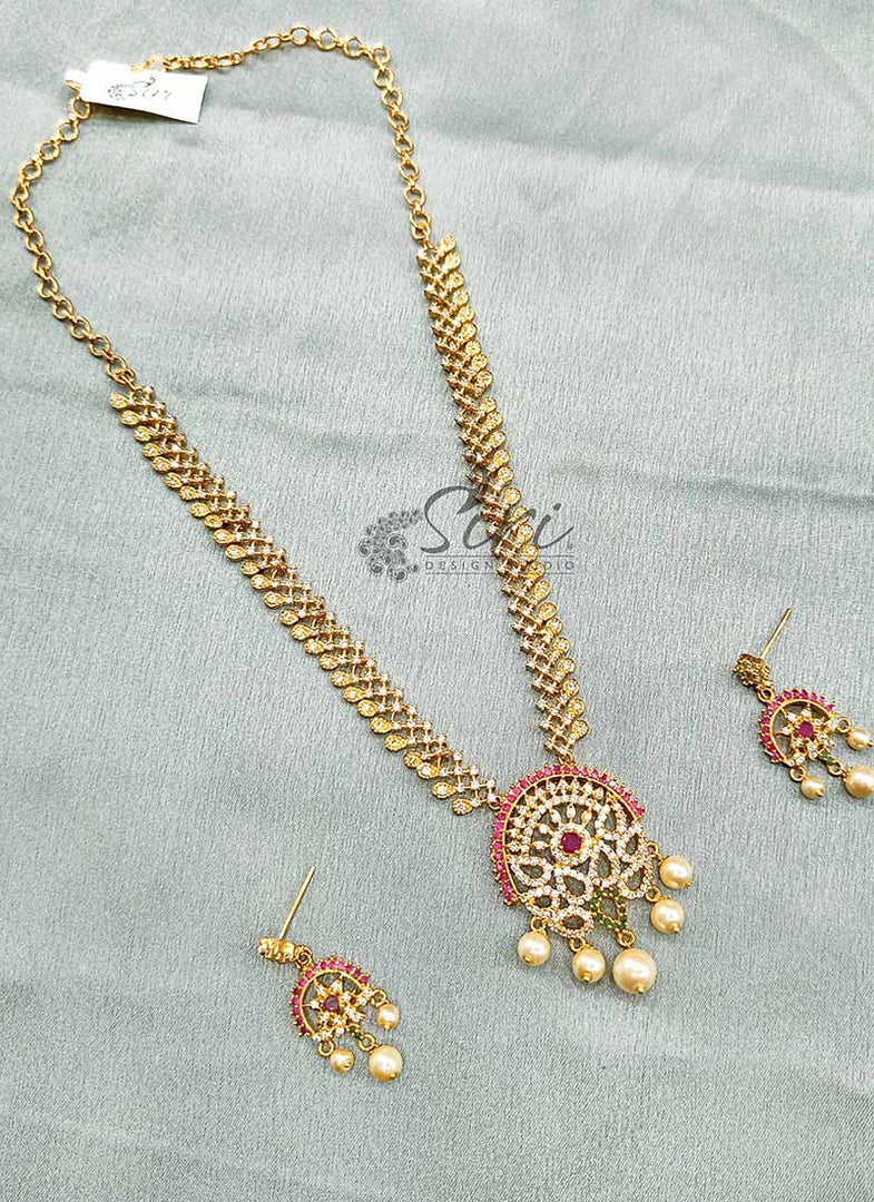 Trendy Designer AD Stone Necklace Set