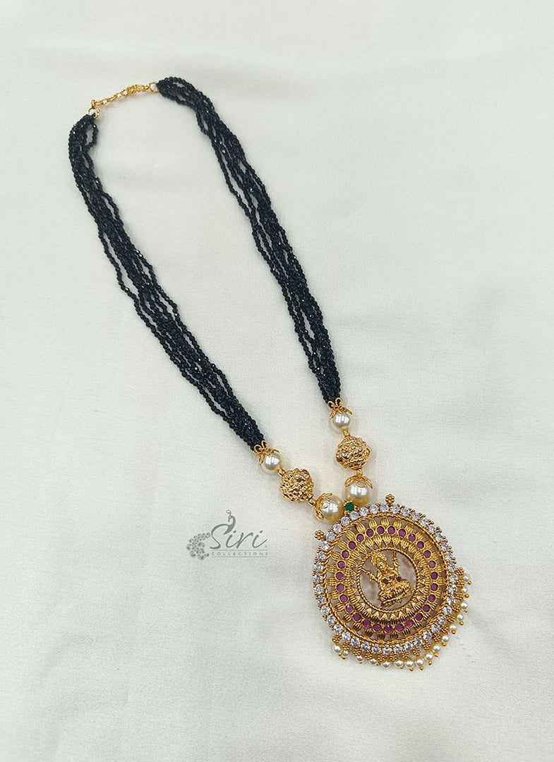 Lovely Black Spinels Necklace in Lakshmi Pendant