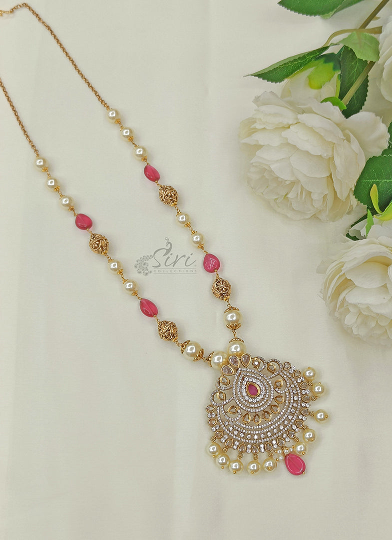Beautiful South Sea Pearls Maala in Polki Pendant