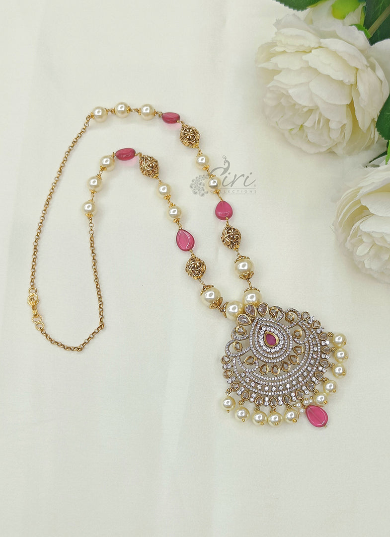 Beautiful South Sea Pearls Maala in Polki Pendant