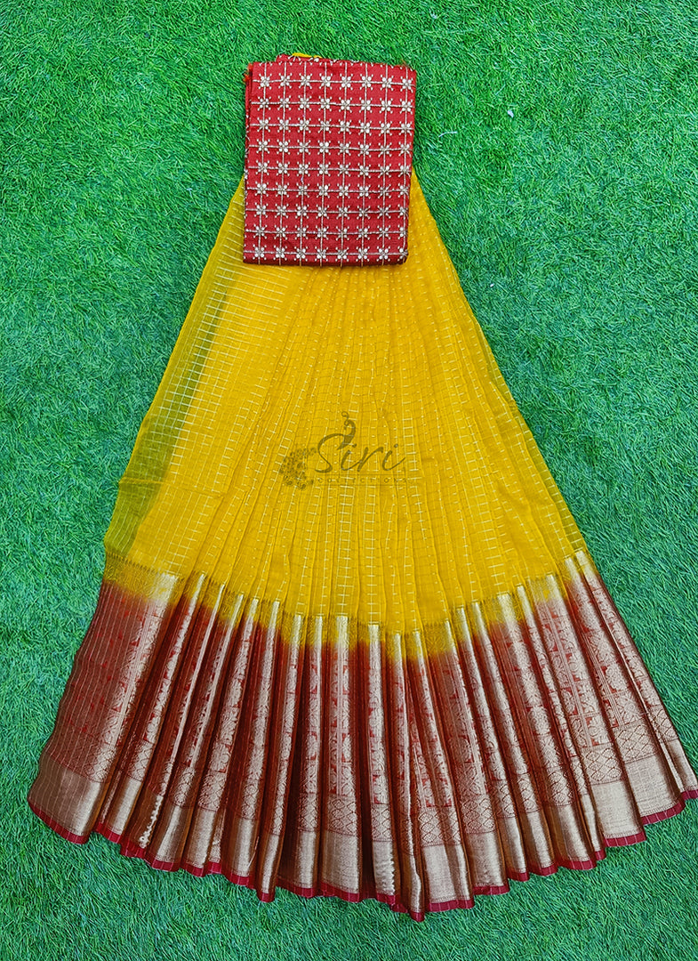 Beautiful Banarasi Organza Lehenga Fabric Set