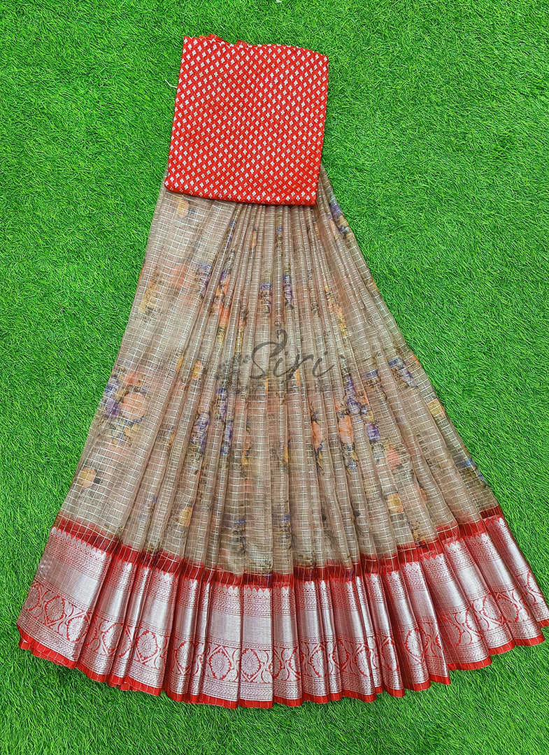 Beautiful Banarasi Organza Lehenga Fabric Set