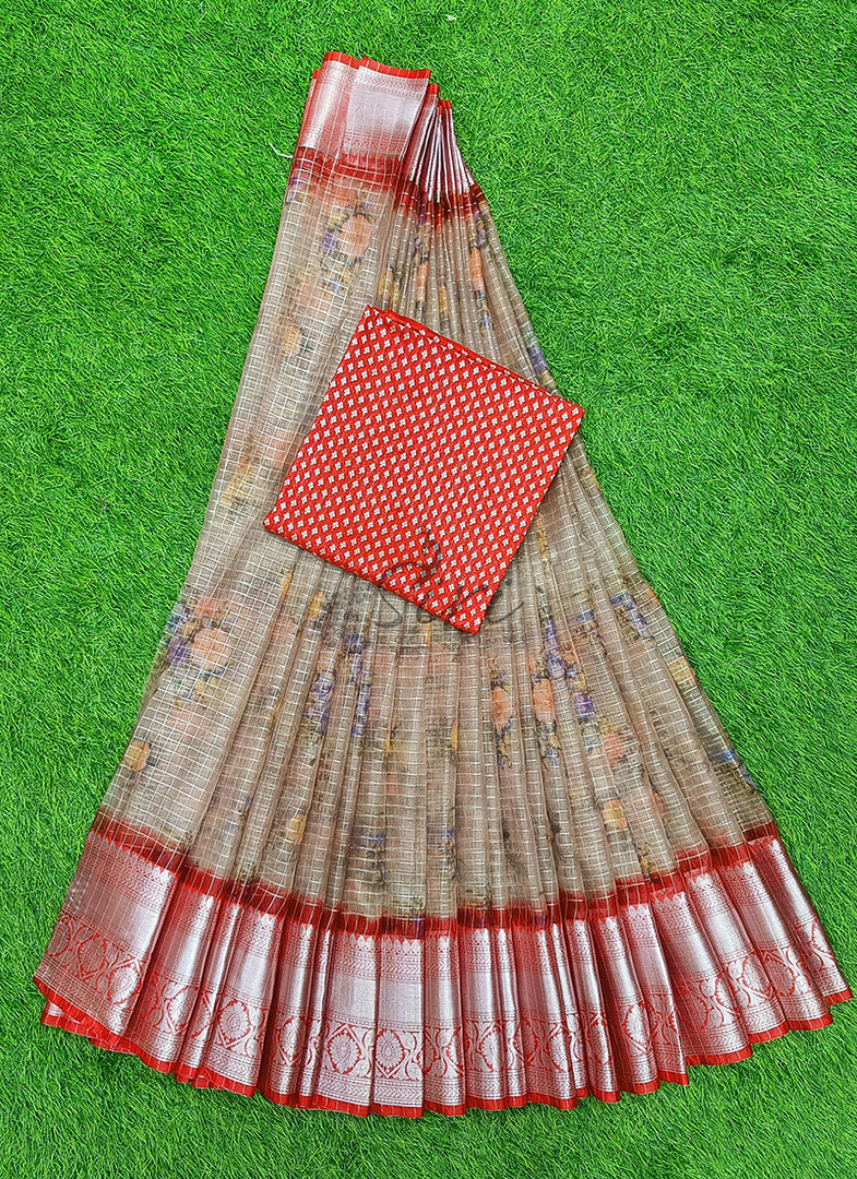 Beautiful Banarasi Organza Lehenga Fabric Set