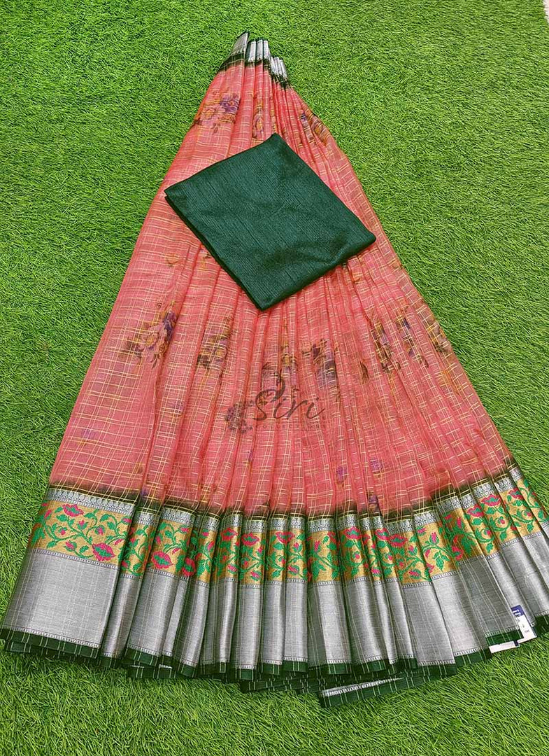 Beautiful Banarasi Organza Lehenga Fabric Set