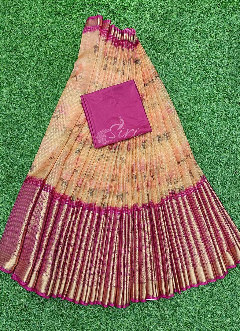 Beautiful Banarasi Organza Lehenga Fabric Set