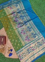 Load image into Gallery viewer, Beautiful Banarasi Silk Saree in Paithani Borders Pallu
