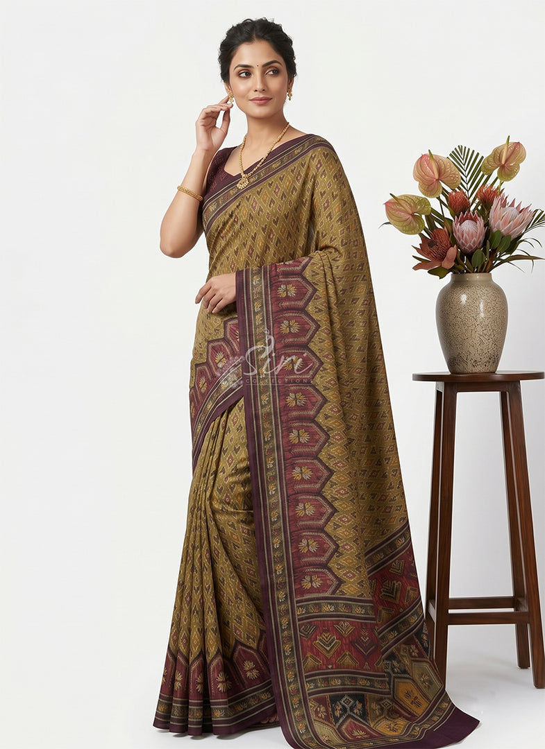 Siri Collections Digital Print Pure Viscose Crepe Silk Saree with Blouse