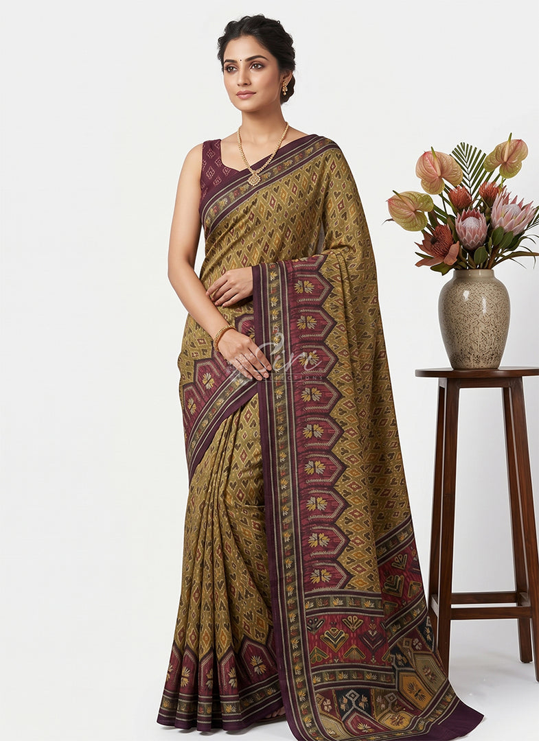 Siri Collections Digital Print Pure Viscose Crepe Silk Saree with Blouse