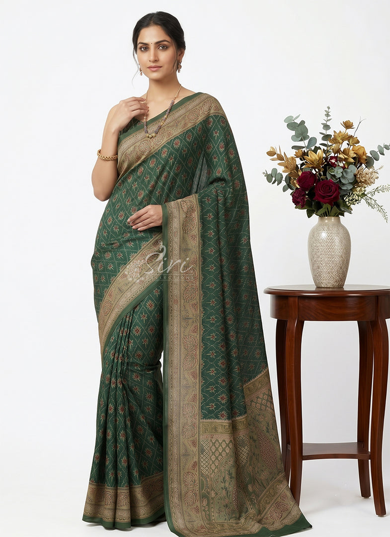 Siri Collections Digital Print Pure Viscose Crepe Silk Saree with Blouse
