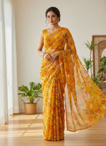 Load image into Gallery viewer, Siri Collections Beautiful Printed Floral Chiffon Saree
