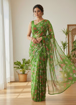 Load image into Gallery viewer, Siri Collections Beautiful Printed Floral Chiffon Saree
