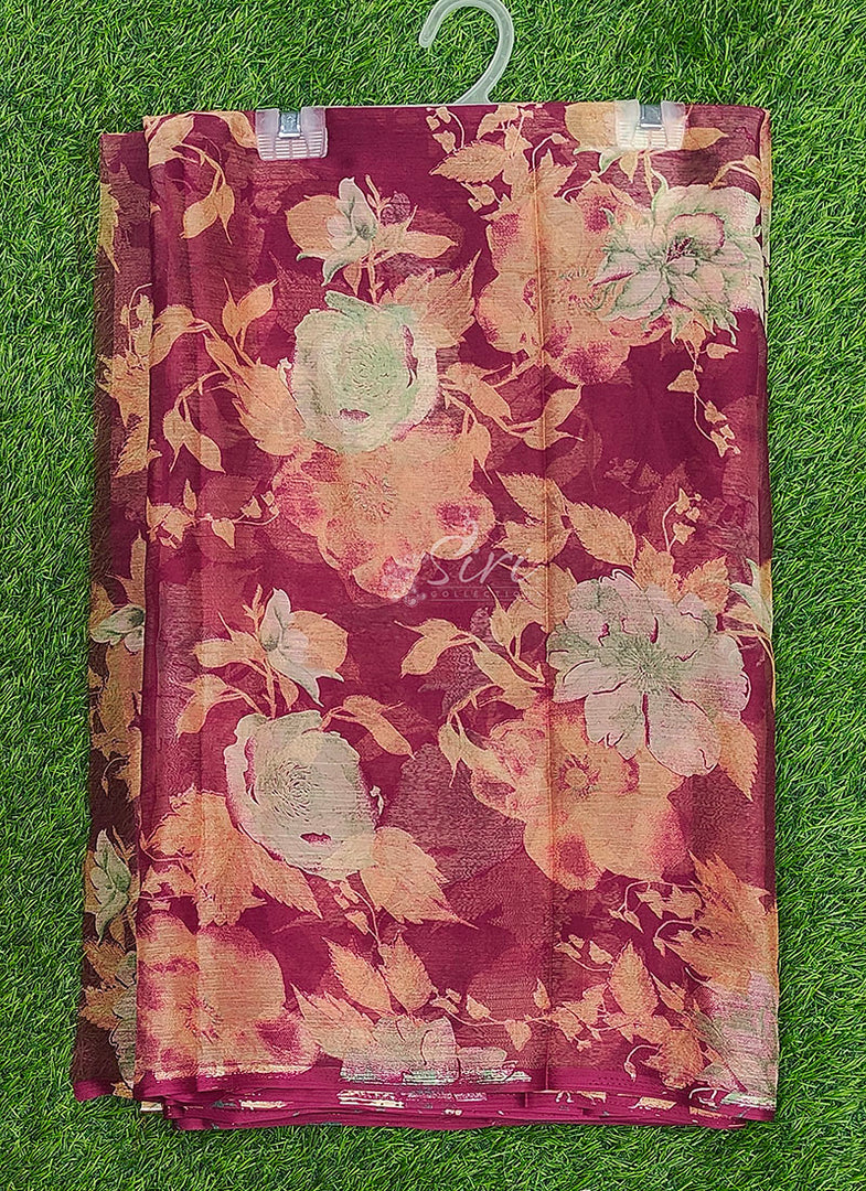 Latest Beautiful Printed Floral Nara Chiffon Saree