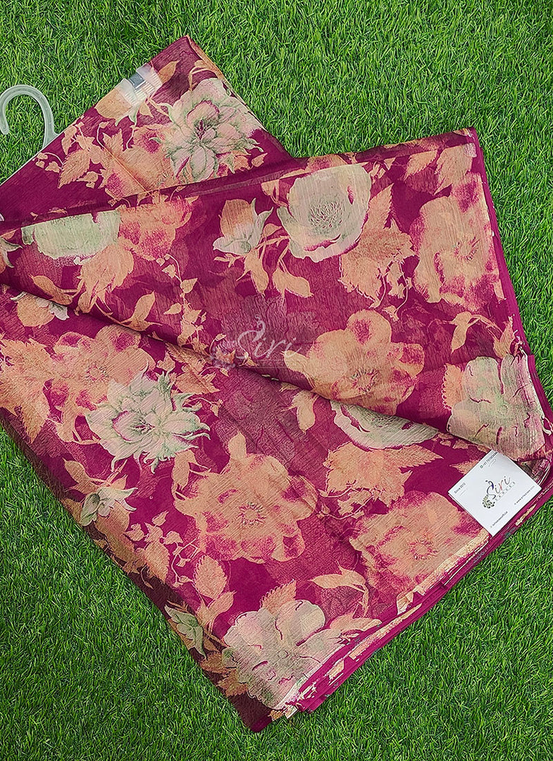 Latest Beautiful Printed Floral Nara Chiffon Saree