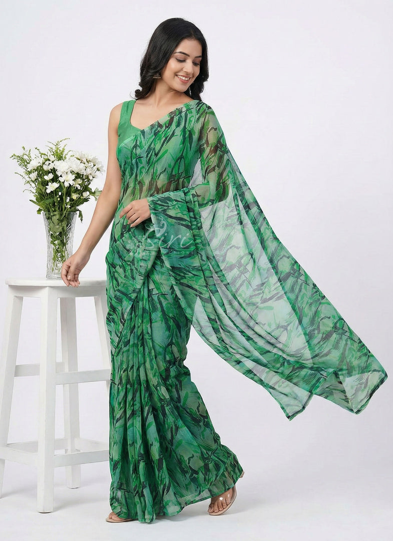 Latest Beautiful Printed Floral Nara Chiffon Saree