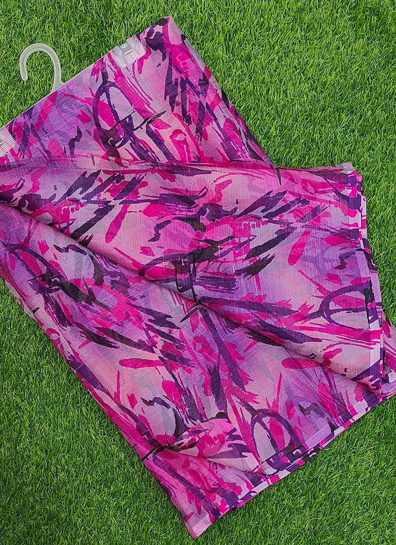 Latest Beautiful Printed Floral Nara Chiffon Saree